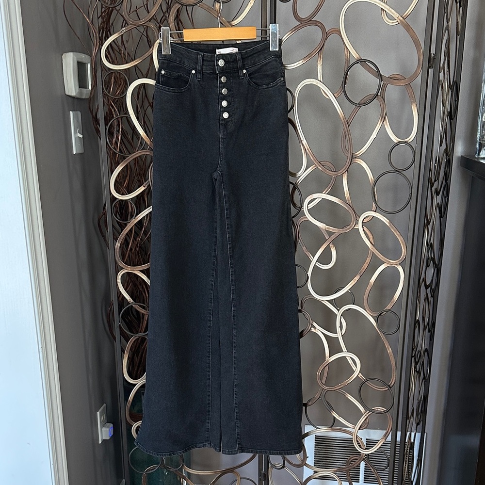 Zara Black Flare Wide Leg Jeans